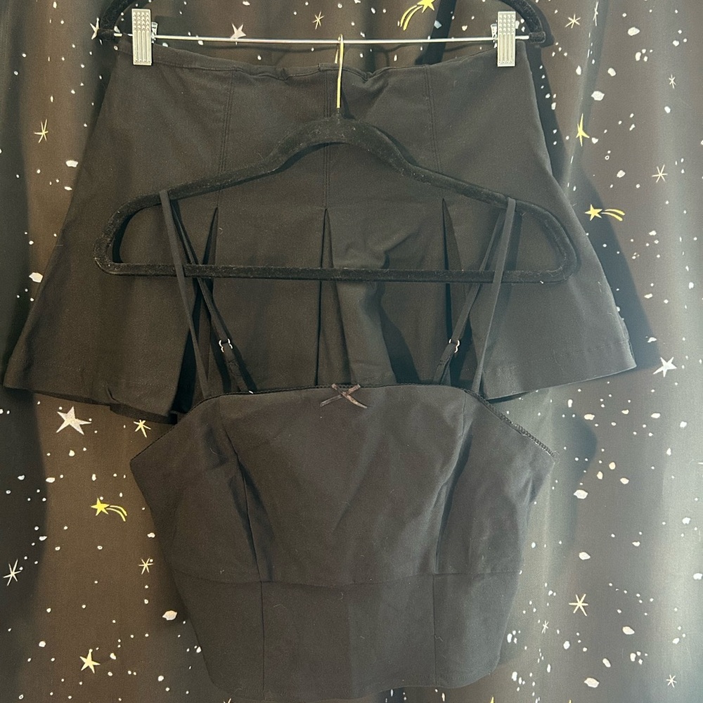 (Crossposted, comment please)
Target Black Crop Top and Skirt set